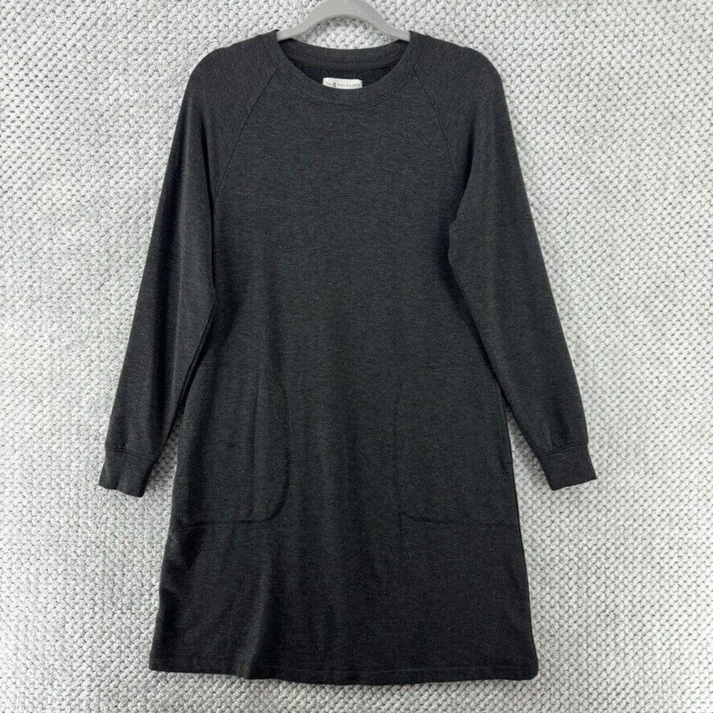 LOFT Lou & Grey Sweater Dress XS Gray SignatureSoft Crew Neck Knee Length Casual
